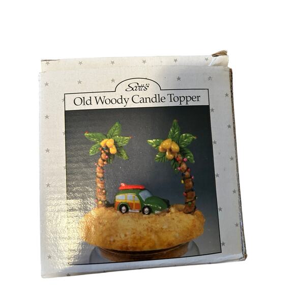 NIB Scott's Old Woody Christmas Candle Topper Palm Trees Lights Car 5" - Picture 1 of 3
